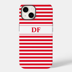 Funda Para iPhone 14 De Case-Mate Bandas rojas/blancas monogramadas