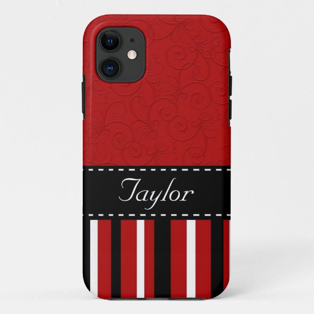 Funda De Case-Mate Para iPhone Bandas rojas y negras (Reverso)