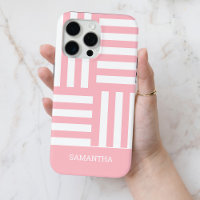 Bandas rosadas modernas Nombre personalizado blanc