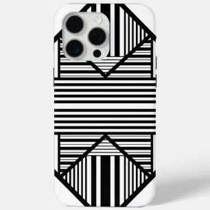 Funda Para iPhone 15 Pro Max Bandas triangulares 2 en blanco y negro
