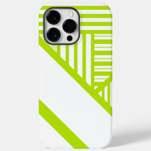 Funda Para iPhone 14 Pro Max De Case-Mate Bandas triangulares en blanco y verde limón