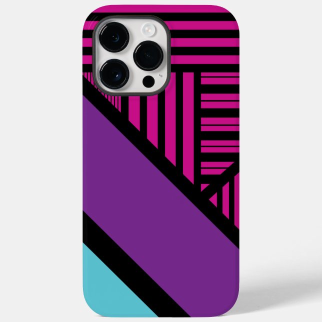 Funda De Case-Mate Para iPhone Bandas triangulares: rosa, púrpura, azul y negro (Reverso )