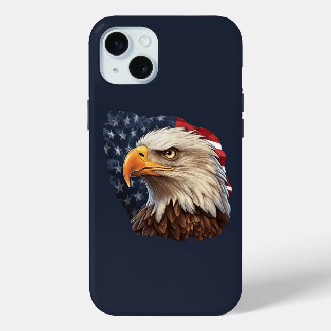 Funda De Case-Mate Para iPhone Bandera americana águila calva (Reverso )