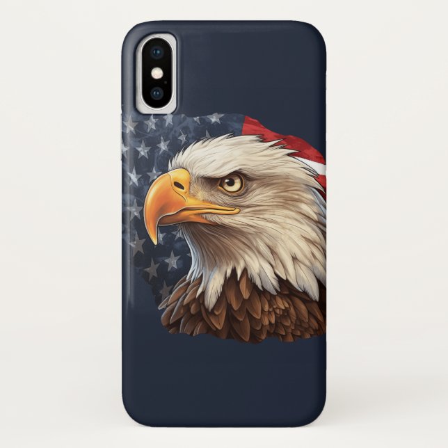 Funda De Case-Mate Para iPhone Bandera americana águila calva (Reverso)