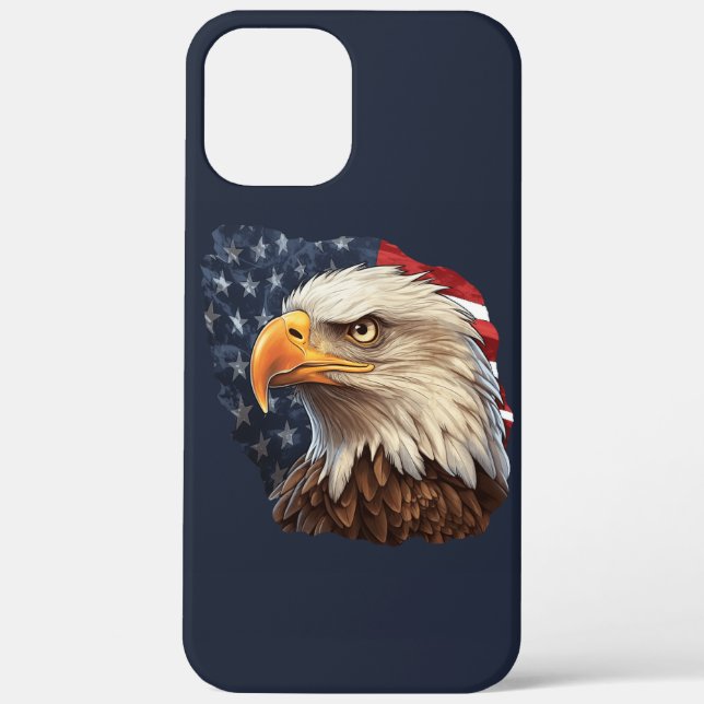 Funda De Case-Mate Para iPhone Bandera americana águila calva (Reverso )