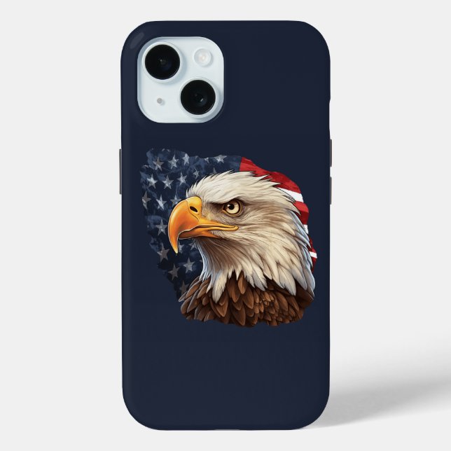 Funda De Case-Mate Para iPhone Bandera americana águila calva (Reverso )