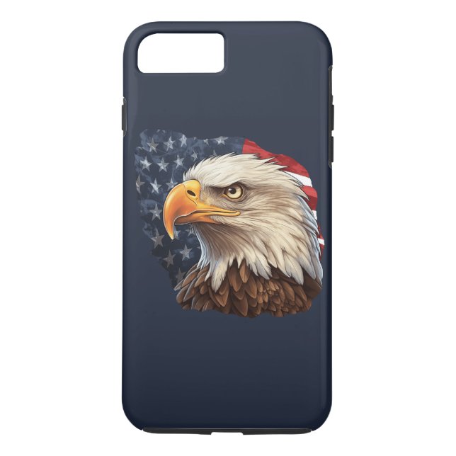 Funda De Case-Mate Para iPhone Bandera americana águila calva (Reverso)