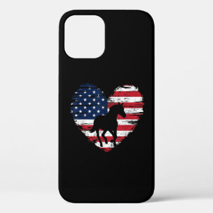 Funda Para iPhone 12 Bandera Americana Caballo Corazón Orgullo Patrióti
