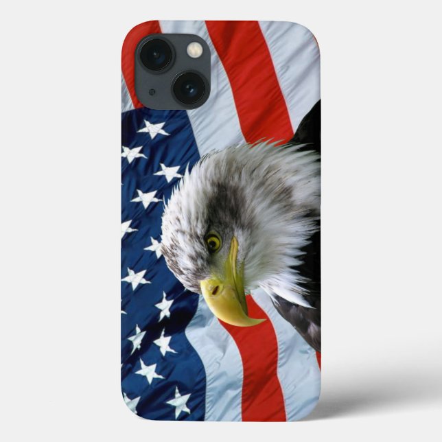 Funda De Case-Mate Para iPhone Bandera americana calva de Eagle (Reverso)