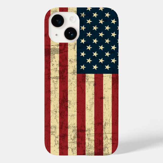 Funda De Case-Mate Para iPhone Bandera americana con edad angustiada (Reverso )
