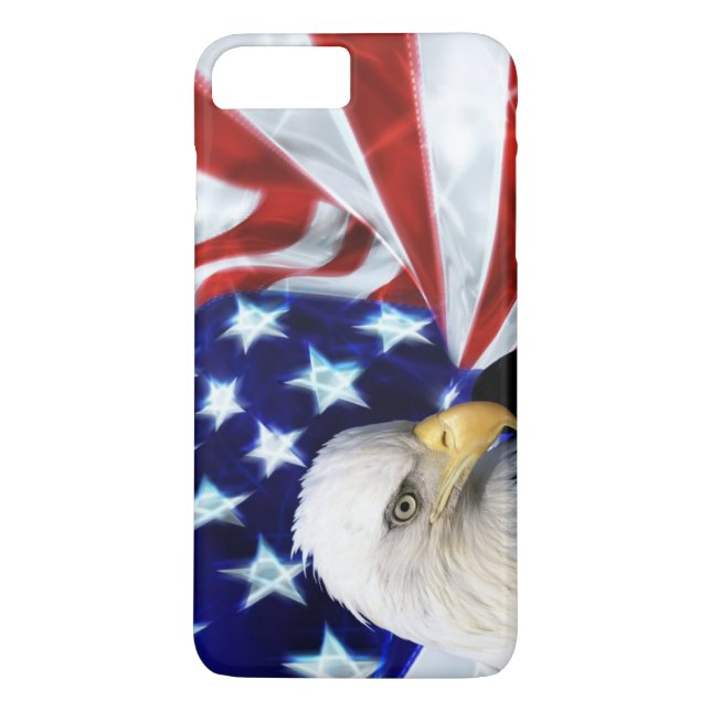 Funda De Case-Mate Para iPhone Bandera americana con el patriotismo de Eagle (Reverso)