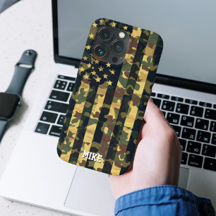 Funda Para iPhone 13 Pro Bandera Americana de Camuflaje,EEUU,Patriótico,Ver