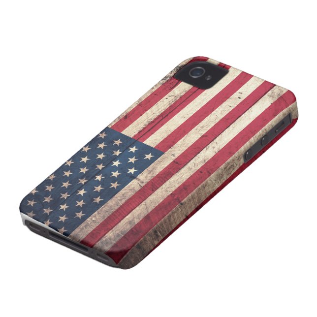 Funda De Case-Mate Para iPhone Bandera americana de madera vieja (Abajo)