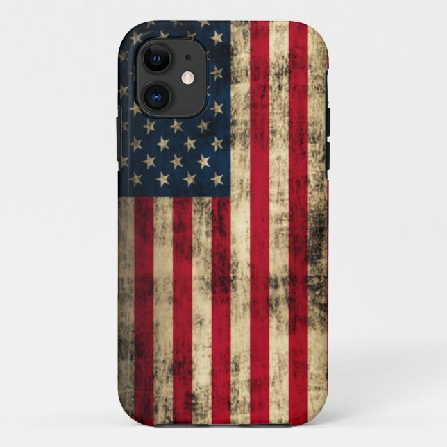 Funda De Case-Mate Para iPhone Bandera americana del Grunge (Reverso)
