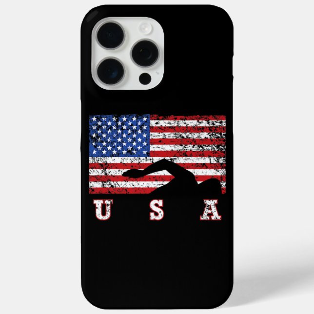 Funda De Case-Mate Para iPhone Bandera Americana Natación USA Regalo Equipo Swift (Reverso )