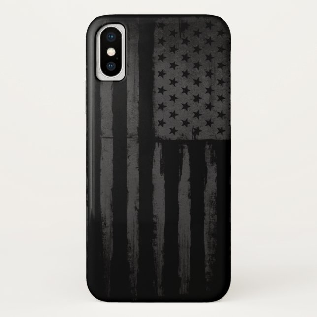 Funda De Case-Mate Para iPhone Bandera americana negra (Reverso)