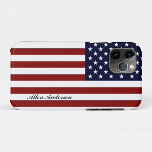Funda Para iPhone 11 Pro Bandera Americana Nombre Personal o Monograma