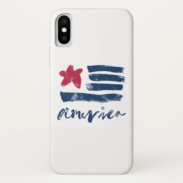 Funda De Case-Mate Para iPhone Bandera americana Paintstrokes (Reverso)