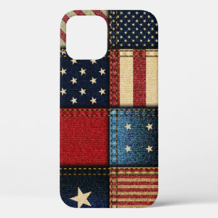Funda Para iPhone 12 Bandera Americana, Patrón sin problemas.