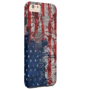 Funda Resistente Para iPhone 6 Plus Bandera americana pintada en la pared del Grunge
