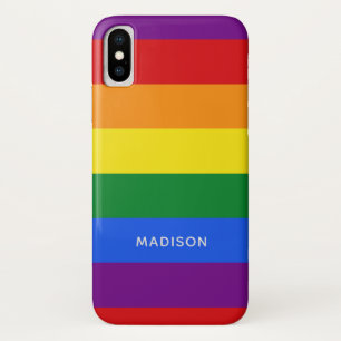 Funda Para iPhone X Bandera arco iris casos de teléfono con nombres pe