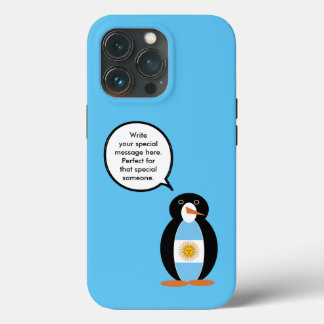 Funda Para iPhone 13 Pro Bandera argentina hablando con la señora Penguin p