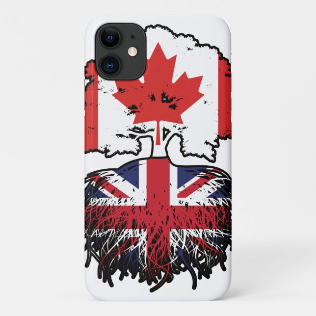 Funda De Case-Mate Para iPhone Bandera británica canadiense de árboles en Canadá (Reverso)