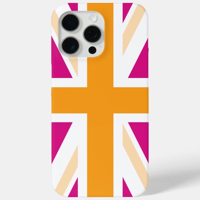 Funda De Case-Mate Para iPhone Bandera británica rosa y Naranja (Reverso )