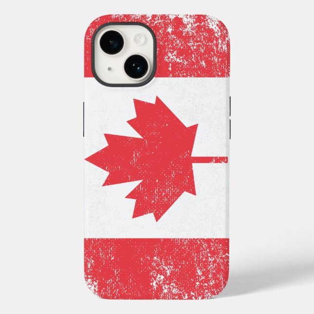 Funda De Case-Mate Para iPhone Bandera canadiense angustiada (Reverso )