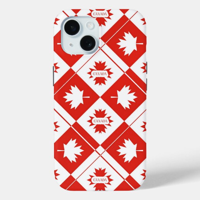 Funda De Case-Mate Para iPhone bandera canadiense con hojas de arce (Reverso )