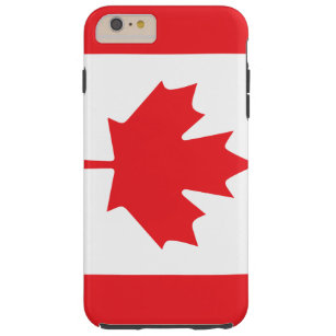 Funda Resistente Para iPhone 6 Plus Bandera canadiense en rojo y blanco con la hoja de