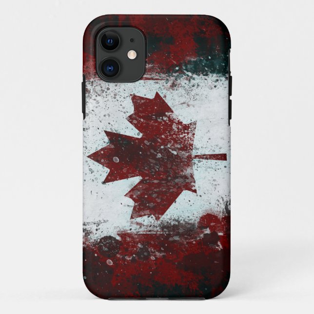 Funda De Case-Mate Para iPhone Bandera canadiense pintada (Reverso)