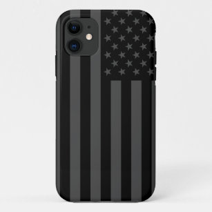 Funda Para iPhone 11 Bandera de américa gris y negra harta