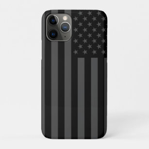 Funda Para iPhone 11 Pro Bandera de américa gris y negra harta