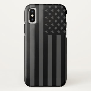 Funda Para iPhone XS Bandera de américa gris y negra harta