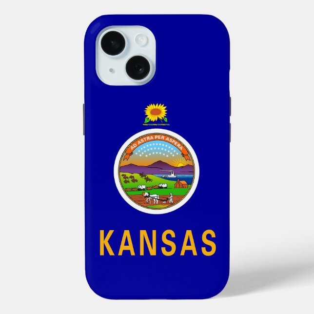 Funda De Case-Mate Para iPhone Bandera de Apple iPhone 15 Funda-Mate Kansas (Reverso )