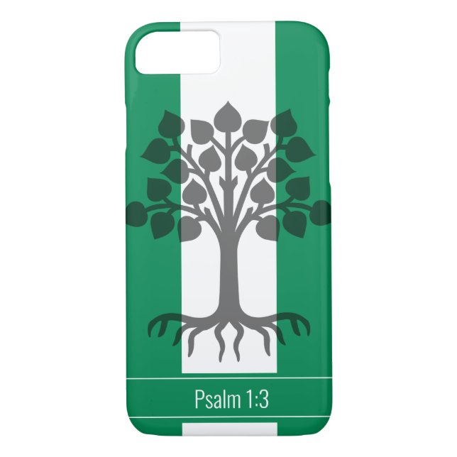 Funda De Case-Mate Para iPhone BANDERA DE árbol cristiano personalizado NIGERIA (Reverso)