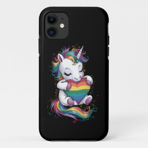 Funda Para iPhone 11 Bandera de arcoíris de corazón de unicornio de org
