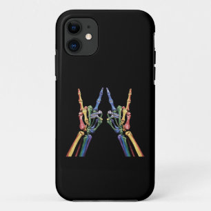 Funda Para iPhone 11 Bandera de arcoíris LGBTQ genial mano de roca esqu