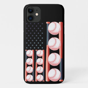 Funda Para iPhone 11 Bandera de béisbol vintage de la bandera americana