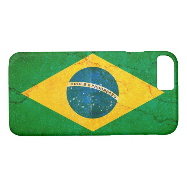 Funda De Case-Mate Para iPhone Bandera de Brasil en Grunge (Reverso (horizontal))