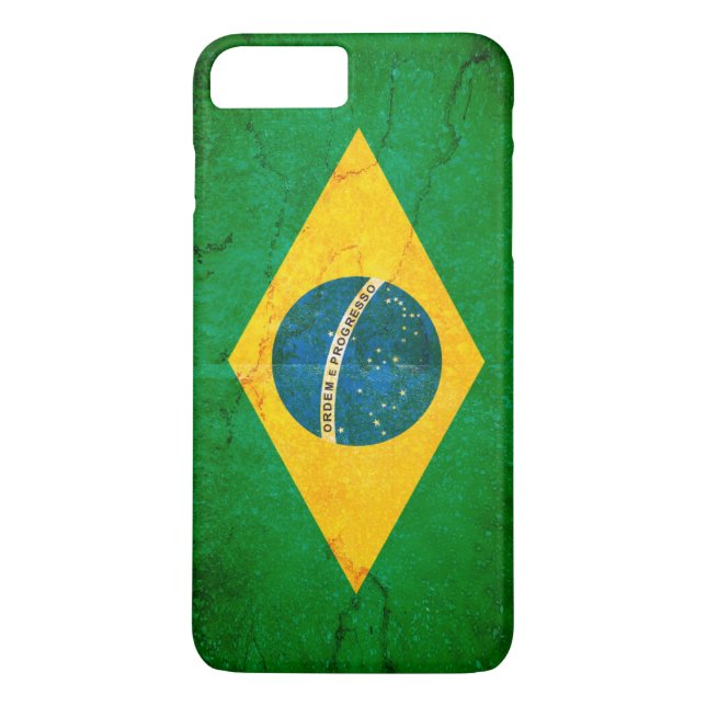 Funda De Case-Mate Para iPhone Bandera de Brasil en Grunge (Reverso)