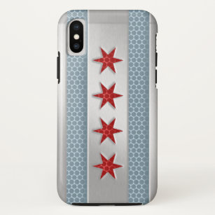 Funda Para iPhone XS Bandera de Chicago Metalizado