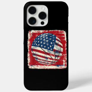 Funda Para iPhone 15 Pro Max Bandera de EE. UU. Baloncesto 4 de Julio