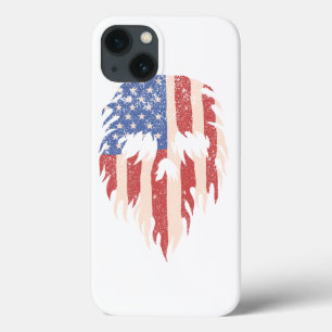 Funda Para iPhone 13 Bandera de EE. UU. Calavera Barba   Diseño Patriót
