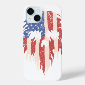 Funda Para iPhone 15 Bandera de EE. UU. Cráneo Barba | Diseño Patriótic