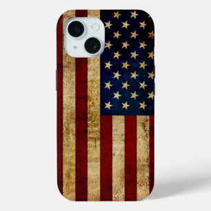 Funda Para iPhone 15 Bandera de EE. UU. / Grunged