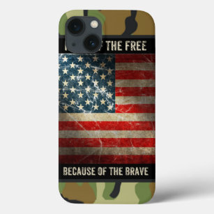 Funda Para iPhone 13 Bandera de EEUU ondulada en Camouflage 2 iPad Mini