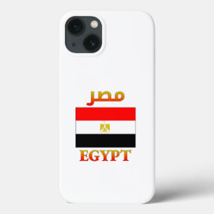 Funda Para iPhone 13 Bandera de Egipto ص Arte Árabe y Palabra Inglesa