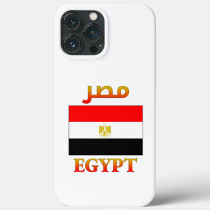 Funda Para iPhone 13 Pro Max Bandera de Egipto ص Arte Árabe y Palabra Inglesa